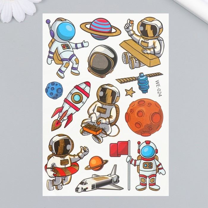 Татуировка на тело цветная Татуировка на тело цветная "Космический герой" с золотом 15х10,5 см