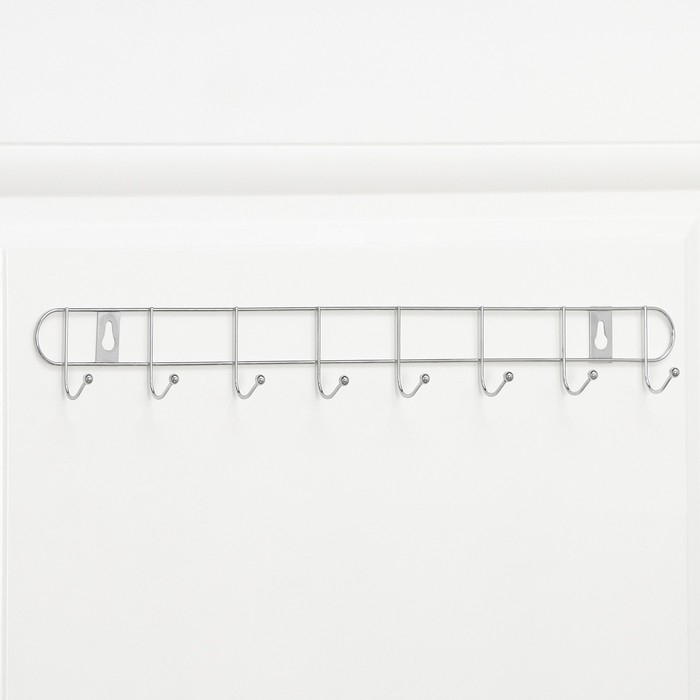 Вешалка настенная на 8 крючков Доляна «Лето», 46×3×5 см, цвет серебряный Вешалка настенная на 8 крючков Доляна «Лето», 46×3×5 см, цвет серебряный