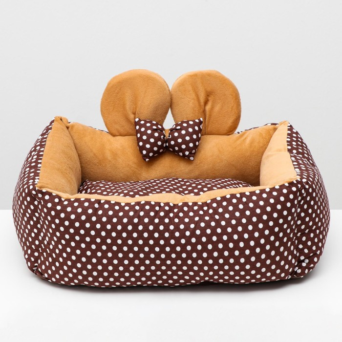 Лежанка  Лежанка "Милаш", 52 х 42 х 15, бязь, плюш, бежево-коричневая