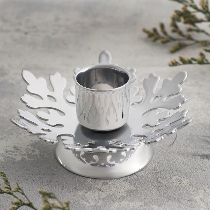 Подсвечник Подсвечник "Изморозь" металл на одну свечу, 9,2х9,2х4,1 см, хром