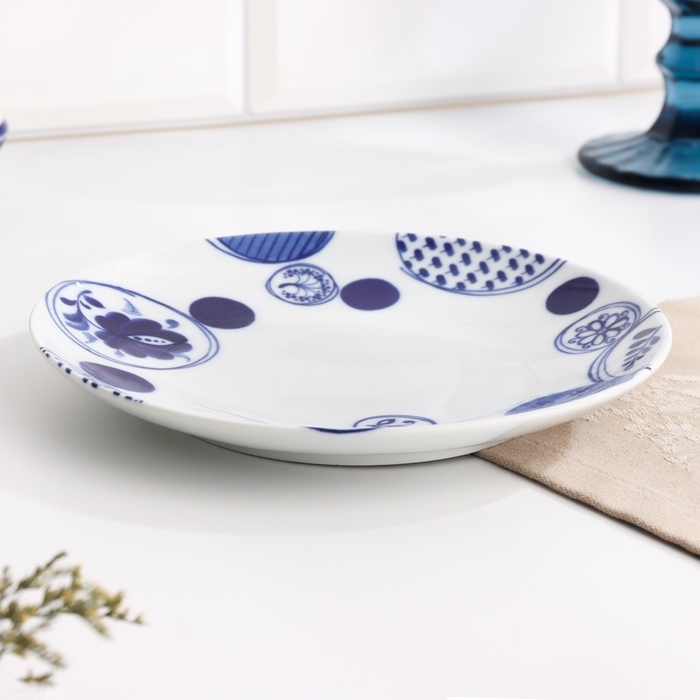 Тарелка Тарелка "Романс мозаика", д-175мм, нео гжель