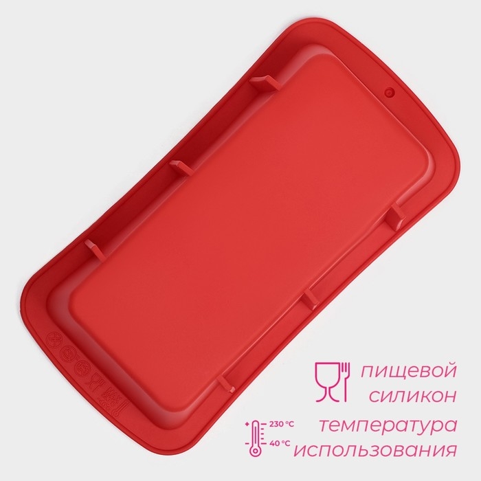 Форма для выпечки Доляна &laquo;Хлеб&raquo;, силикон, 16,5&times;8,3&times;5,3 см, внутр.размер 14,5&times;6,3&times;5,3 см, цвет красный