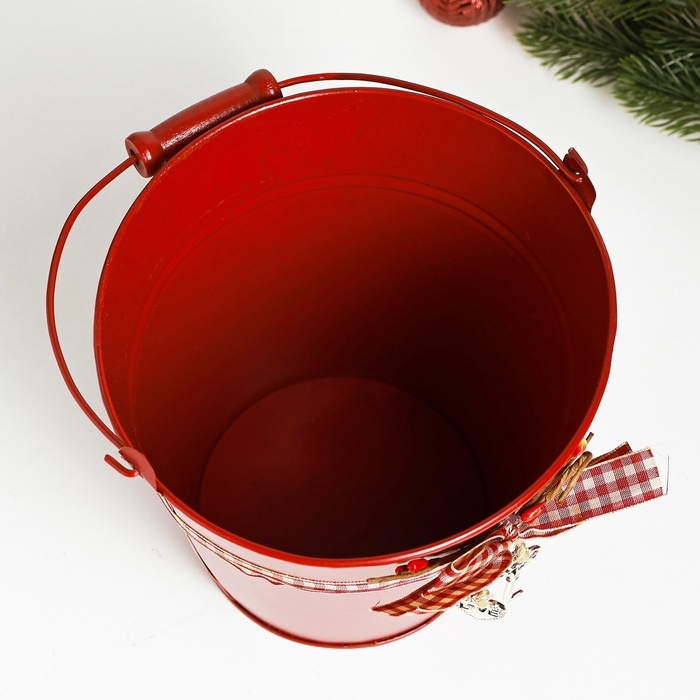 Кашпо Кашпо "Ведерко Рустад" красное, 15х15х14см
