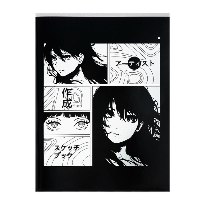 Тетрадь А4 80 листов в линию Calligrata Тетрадь А4 80 листов в линию Calligrata "Аниме Аrt. Комикс ч/б", обложка мелованный картон, белизна 75% (серые листы)