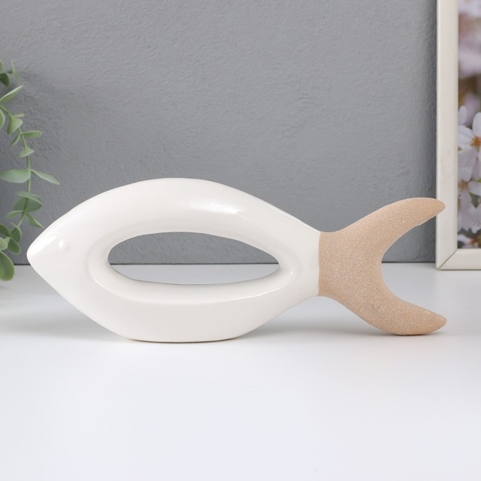 Сувенир керамика Сувенир керамика "Рыбка" песочно-белая 24,5х5,5х9,5 см