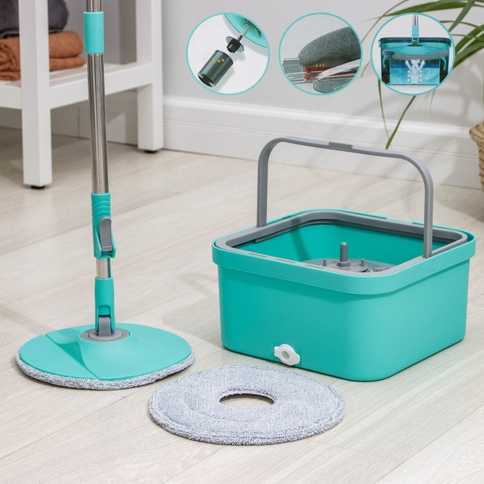 Швабра с отжимом и ведро, насадка из микрофибры, компакт Швабра с отжимом и ведро, насадка из микрофибры, компакт
