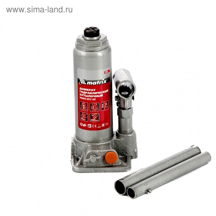 Домкрат гидравлический MATRIX 50761, бутылочный, 2 т, высота подъема 181-345 мм Домкрат гидравлический MATRIX 50761, бутылочный, 2 т, высота подъема 181-345 мм