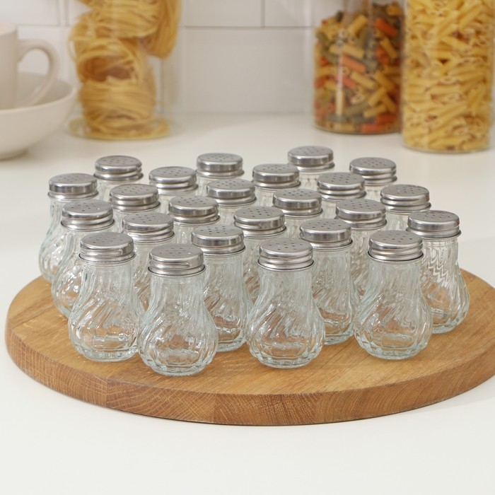 Набор стеклянных солонок Доляна «Изгиб граней», 24 предмета: 60 мл, 5×7,5 см Набор стеклянных солонок Доляна «Изгиб граней», 24 предмета: 60 мл, 5×7,5 см