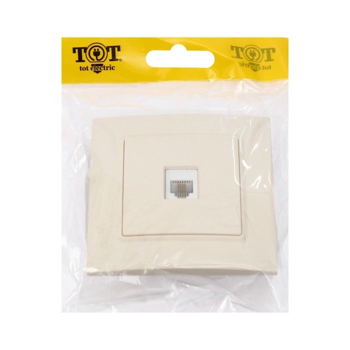 Розетка телефонная одноместная TOT Elegant, скрытая, бежевая Розетка телефонная одноместная TOT Elegant, скрытая, бежевая