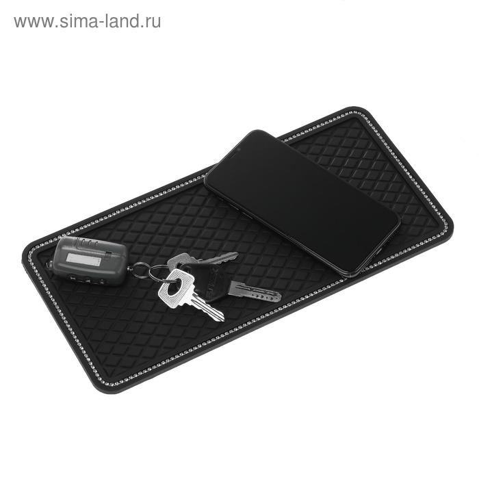 Коврик противоскользящий, стразы, 30×14 см, черный Коврик противоскользящий, стразы, 30×14 см, черный