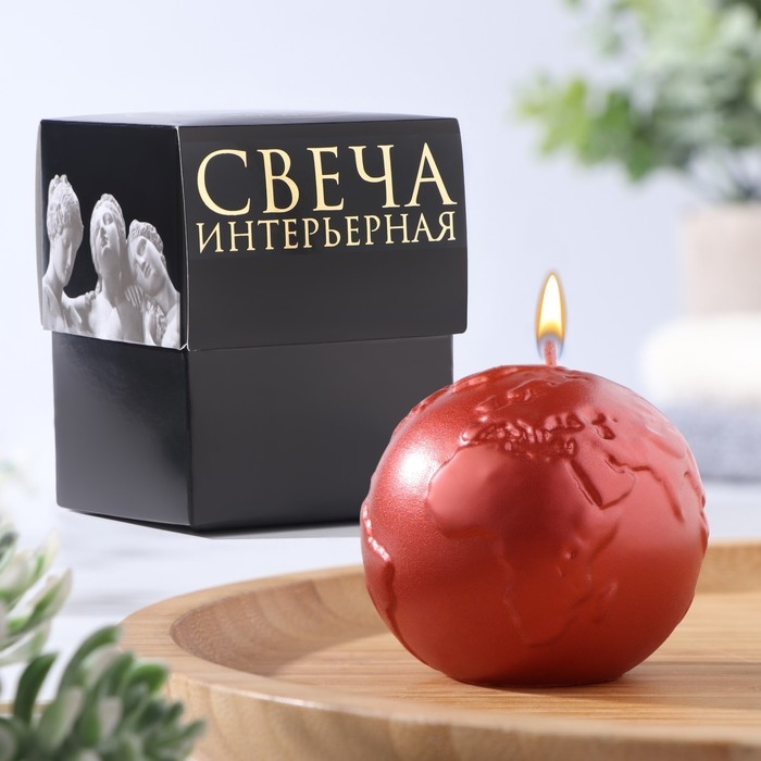 Свеча фигурная  Свеча фигурная "Шар. Планета", 6х5,5 см, красный, в коробке