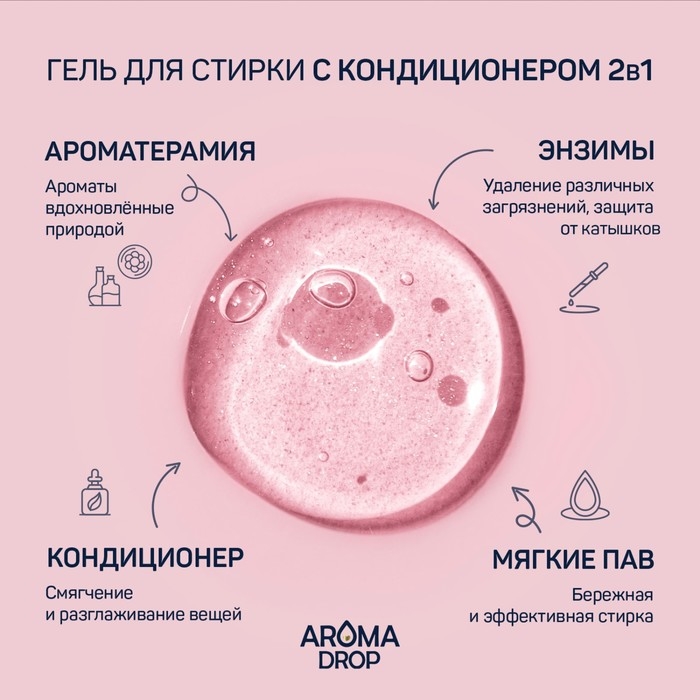 Гель для стирки 2 в 1 AROMA DROP Aromatherapy   Гель для стирки 2 в 1 AROMA DROP Aromatherapy  "Цветочный микс", 1000 г