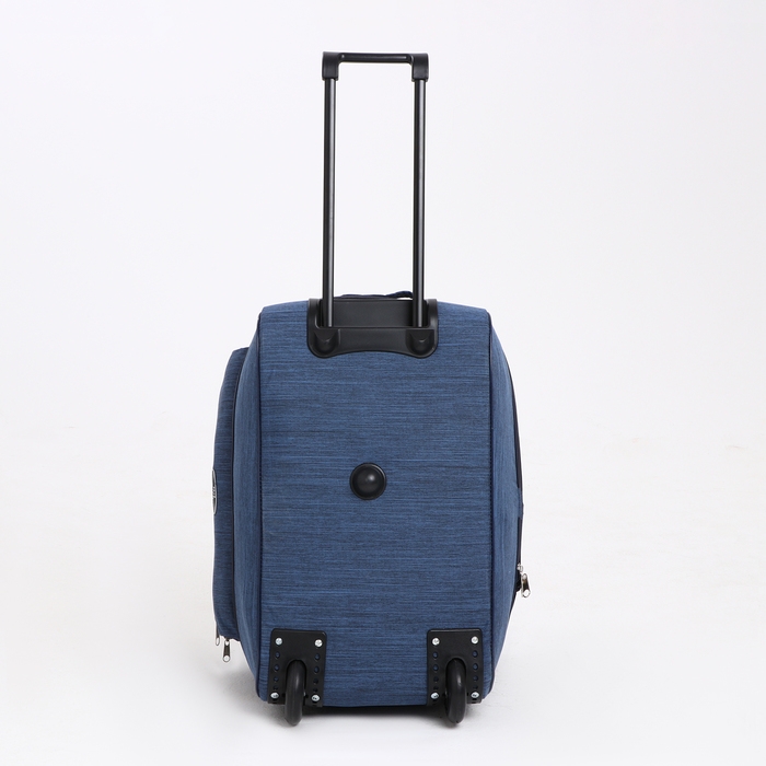 Сумка дорожная на колёсах, отдел на молнии, с увеличением, 2 наружных кармана, цвет синий Сумка дорожная на колёсах, отдел на молнии, с увеличением, 2 наружных кармана, цвет синий