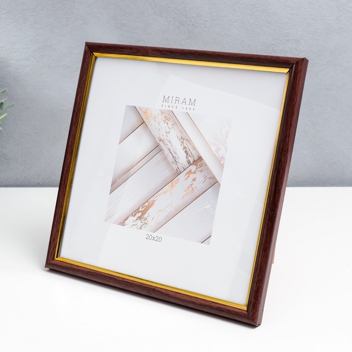 Фоторамка пластик Фоторамка пластик "МИРАМ" 20х20 см бук с золотом (пластиковый экран)