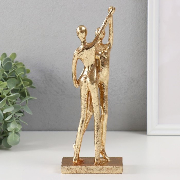 Сувенир полистоун  Сувенир полистоун "Двое: верность" золото 25,5х9,5х5,5 см