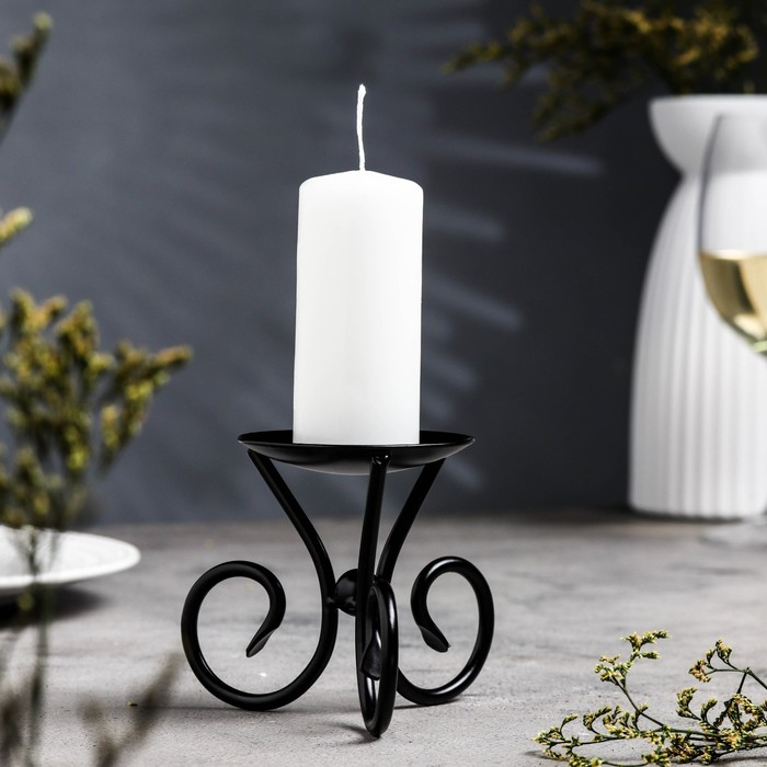 Подсвечник Подсвечник "Весел Н" металл на 1 свечу, 9,5х7,6 см, чёрный