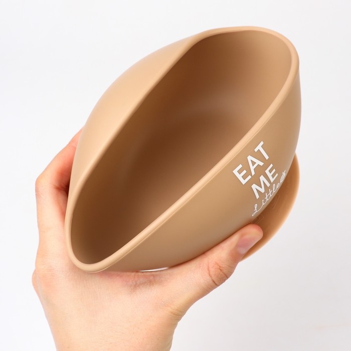 Тарелка детская на присоске, ложка, M&B, бежевый Тарелка детская на присоске, ложка, M&B, бежевый