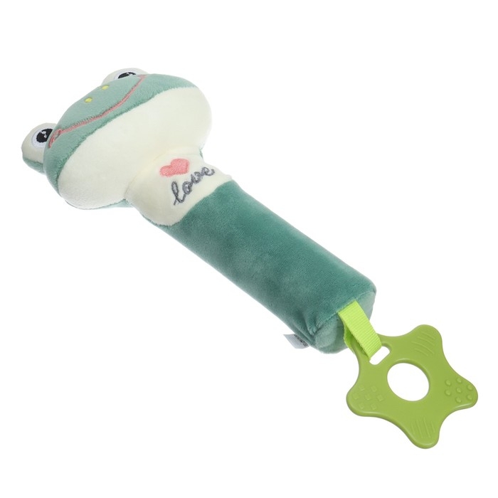 Пищалка - погремушка «Лягушастик», с прорезывателем, Крошка Я Пищалка - погремушка «Лягушастик», с прорезывателем, Крошка Я