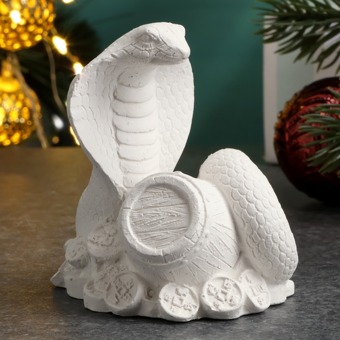 Новый год. Символ 2025. Фигура для раскраски  Новый год. Символ 2025. Фигура для раскраски "Змея на деньгах с бочкой", 6х6х5см