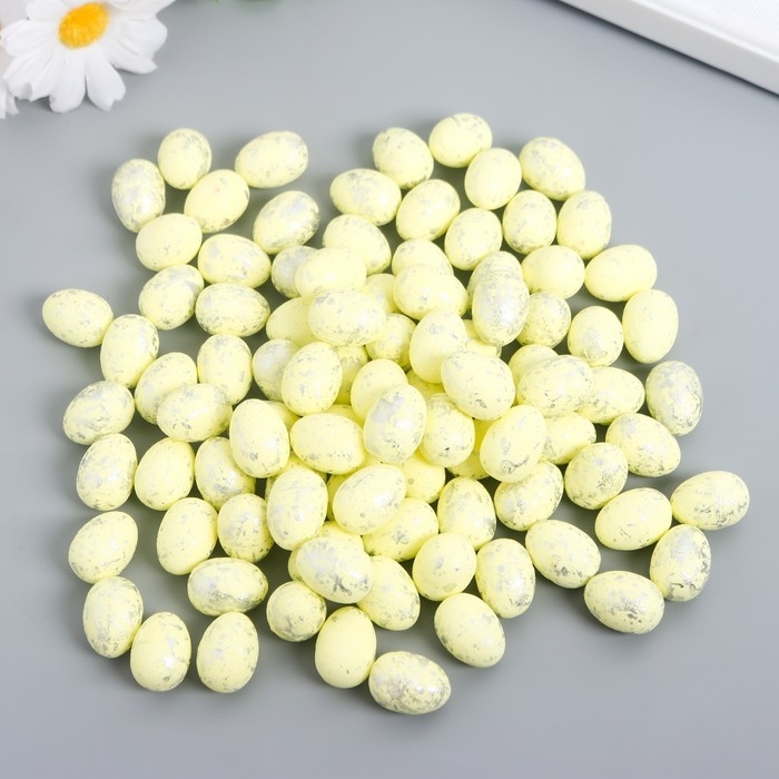 Декор пасхальный Декор пасхальный "Яйцо - серебристая крапинка" набор 100 шт св, жёлтый 1,5х1,8 см, 8х8х8 см