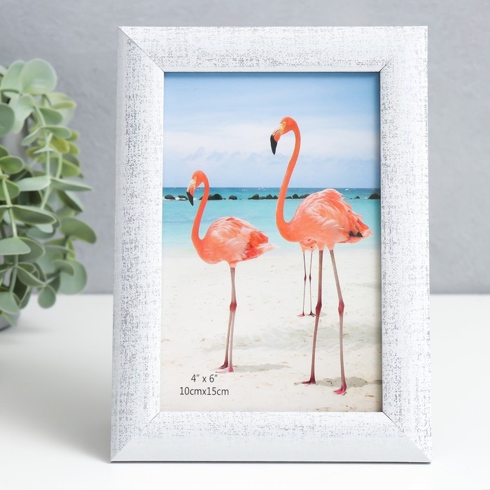 Фоторамка пластик 10х15 см Фоторамка пластик 10х15 см "Серебряная патина на белом" 18х13 см