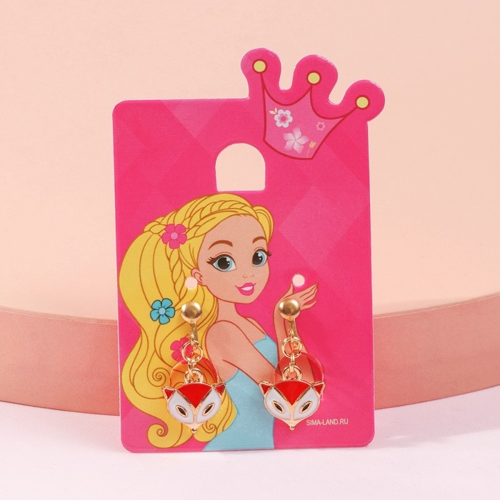 Клипсы детские «Выбражулька» лисичка, цвет бело-оранжевый в золоте Клипсы детские «Выбражулька» лисичка, цвет бело-оранжевый в золоте