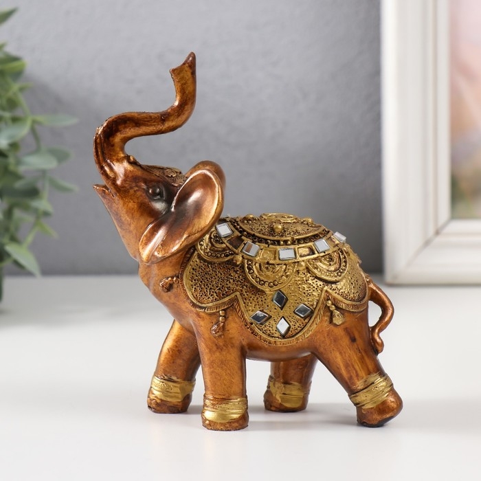 Сувенир полистоун Сувенир полистоун "Слон в золотой попоне со стразами" 11х5,7х13 см