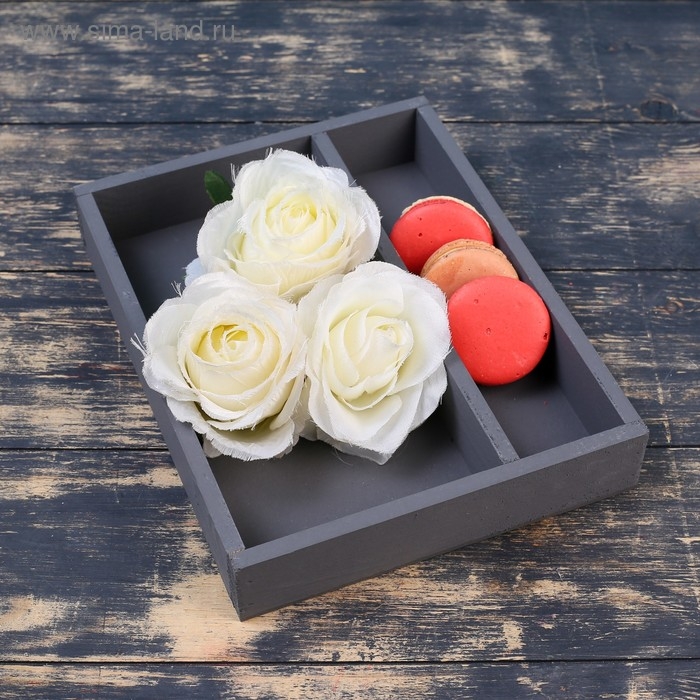 Кашпо деревянное 25.5×20×4.5 см  Кашпо деревянное 25.5×20×4.5 см "Макарунас", серый Дарим Красиво