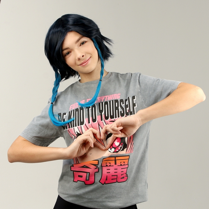 Карнавальный парик «Аниме» цвет голубой с косами Карнавальный парик «Аниме» цвет голубой с косами