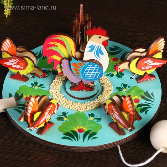 Сувенир Сувенир "Курицы клюющие с петухом", d=16 см, микс