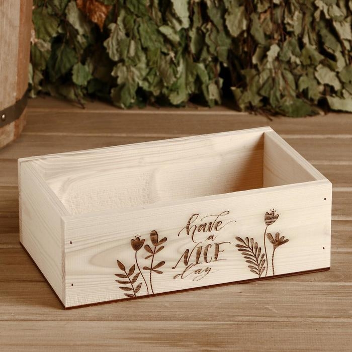 Ящик деревянный Ящик деревянный "Have a nice day", 24.5×14×8 см