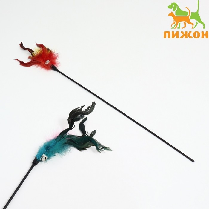 Дразнилка  Дразнилка "Перышко" с бубенчиком, 65 см, микс цветов