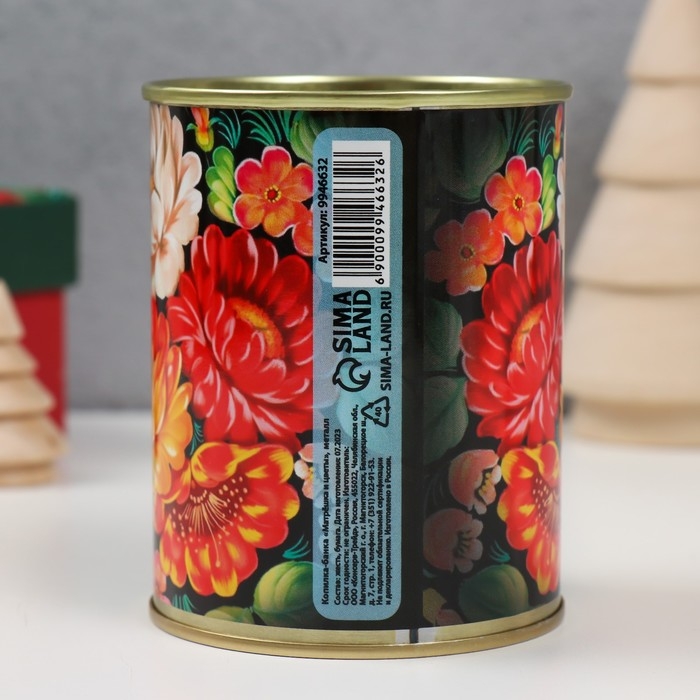 Копилка-банка металл Копилка-банка металл "Матрешка и цветы"