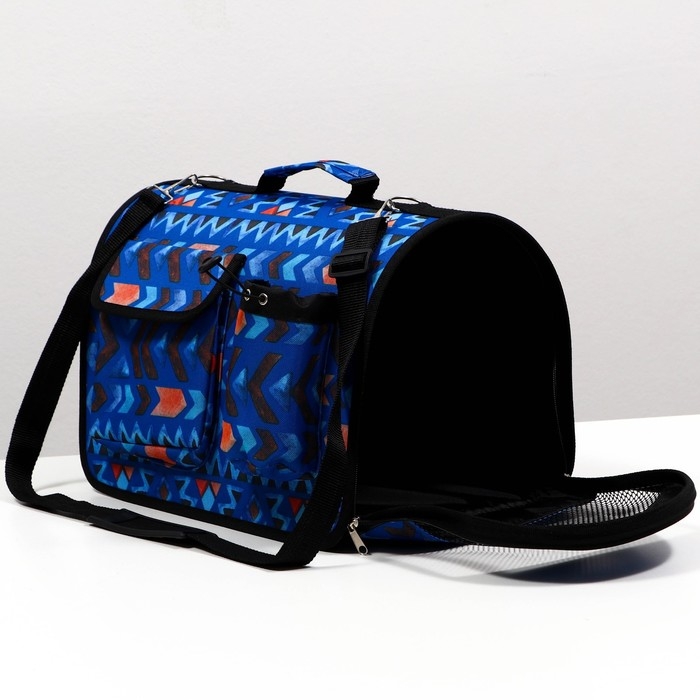 Сумка - переноскара для животных, каркасная с карманами, 40 х 25 х 26 см, синяя Сумка - переноскара для животных, каркасная с карманами, 40 х 25 х 26 см, синяя