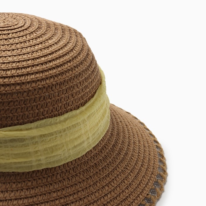 Шляпа для девочки Шляпа для девочки "Принцесса" MINAKU, р-р 52, цв.светло-коричневый