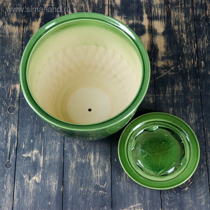 Горшок цветочный Горшок цветочный "Болеро №1" 10 л, 21 × 30 см, 1 сорт, зелёный