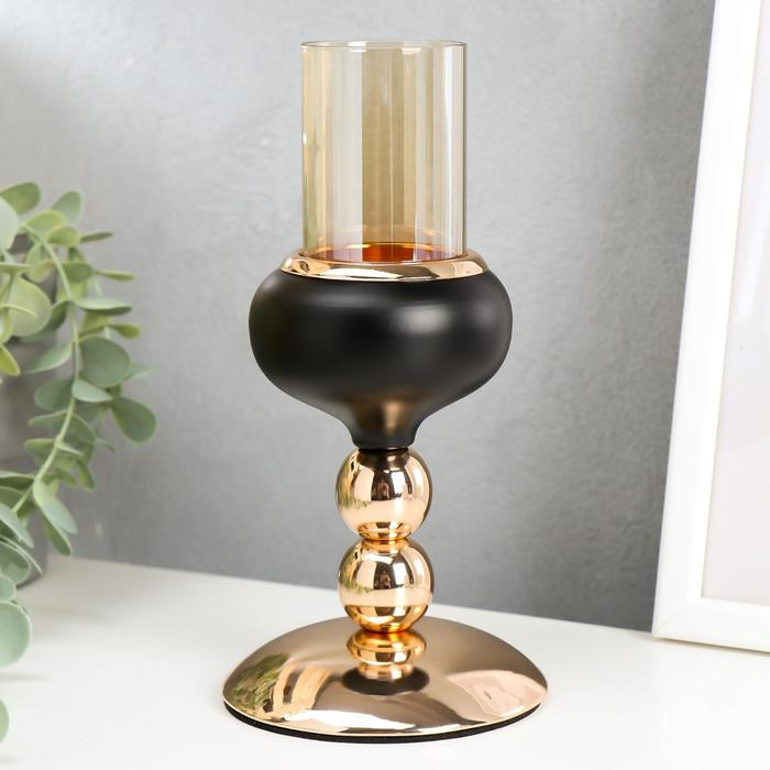 Подсвечник металл на 1 свечу Подсвечник металл на 1 свечу "Золотые шарики" чёрный с золотом 14х10х10 см