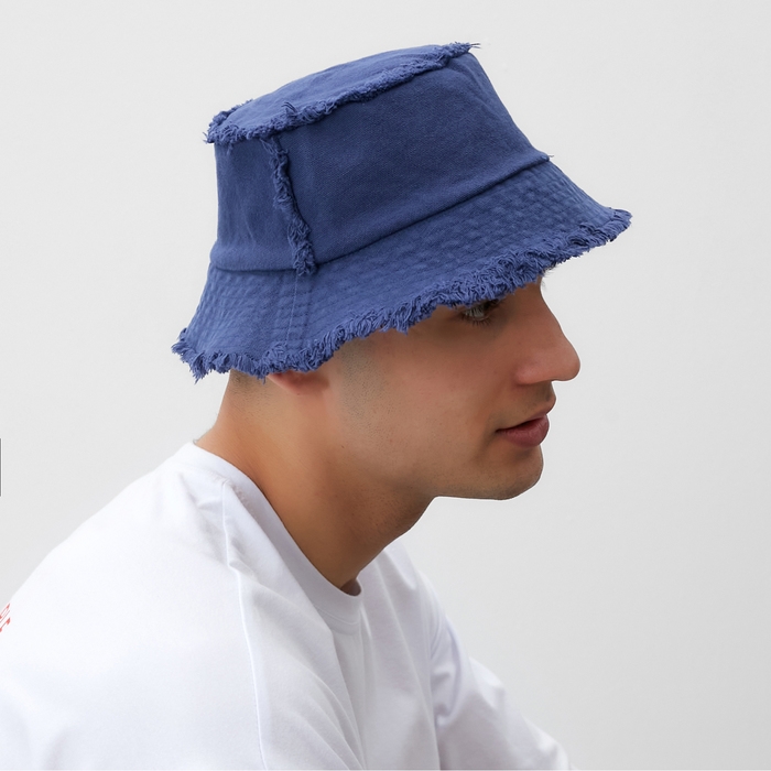 Панама джинсовая с необработанными краями MINAKU цвет синий, размер 56-58 Панама джинсовая с необработанными краями MINAKU цвет синий, размер 56-58