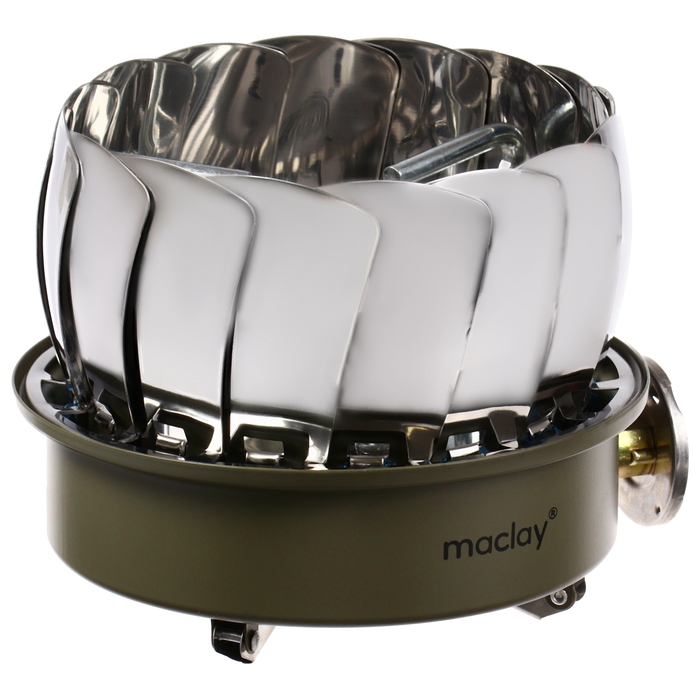 Плита газовая Maclay (с ветрозащитой) 17 х 13 см, для кемпинга, большая Плита газовая Maclay (с ветрозащитой) 17 х 13 см, для кемпинга, большая