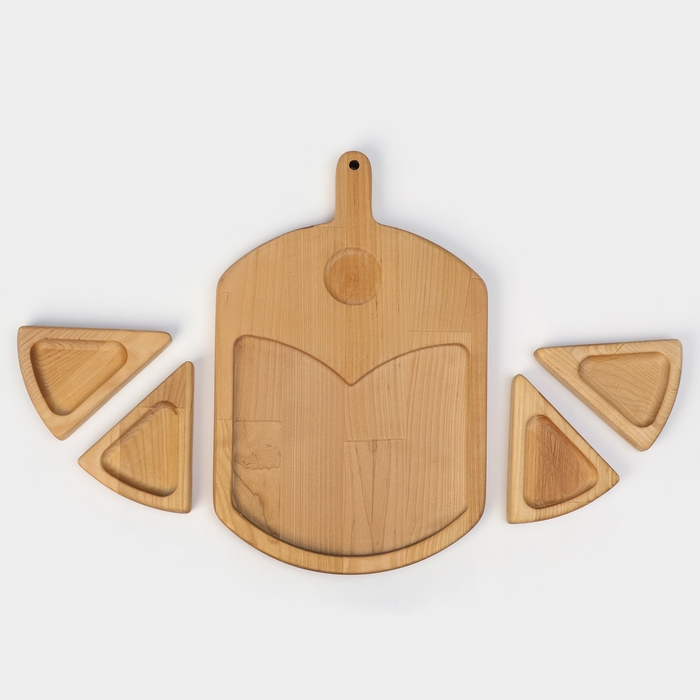 Подарочный набор деревянной посуды Adelica «Сырная мозайка», доска разделочная 35×22 см, менажницы 4 шт, 12,5×9 см, берёза Подарочный набор деревянной посуды Adelica «Сырная мозайка», доска разделочная 35×22 см, менажницы 4 шт, 12,5×9 см, берёза