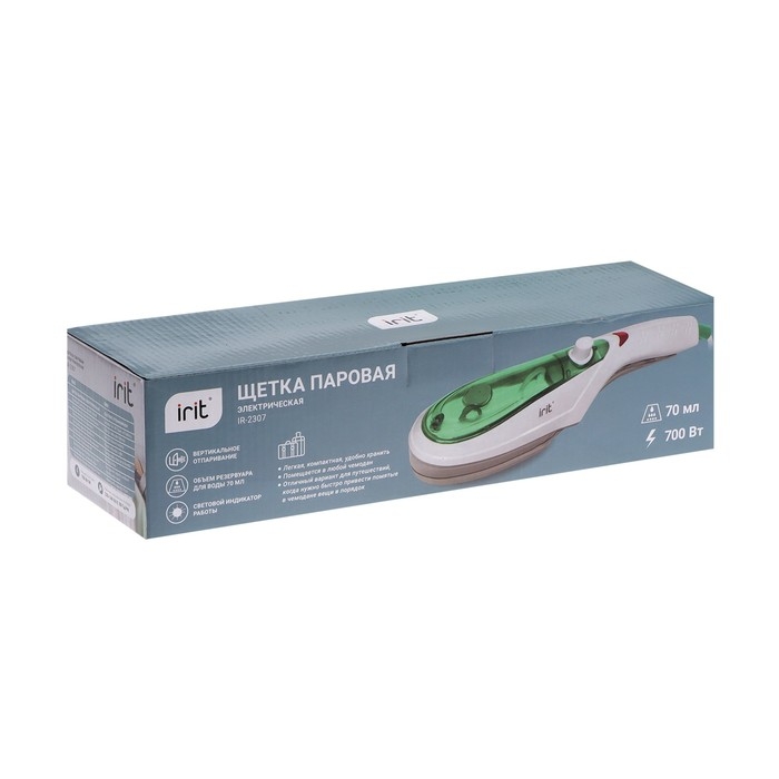 Отпариватель-щётка Irit IR-2307, ручной, 700 Вт, 70 мл, бело-зелёный Отпариватель-щётка Irit IR-2307, ручной, 700 Вт, 70 мл, бело-зелёный