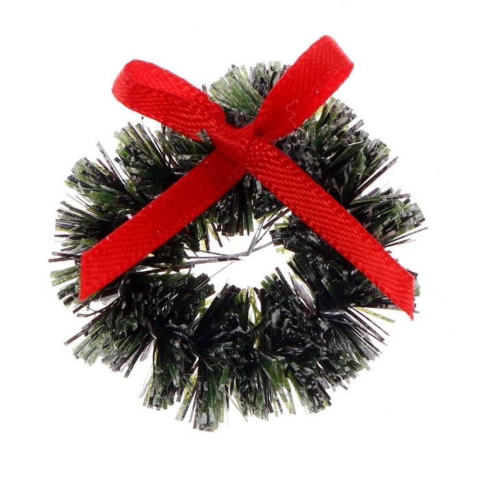 Декор &laquo;Венок с бантиком&raquo;, набор 3 шт., размер 1 шт. &mdash; 3 см, цвет тёмно-зелёный