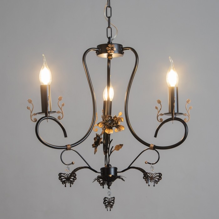 Люстра Люстра "Сандра" 3xE14 40Вт черно-золотой 51х51х52-110 см BayerLux
