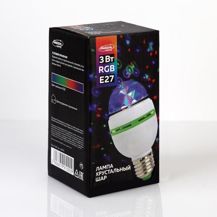 Световой прибор «Хрустальный шар» 8 см, Е27, свечение RGB Световой прибор «Хрустальный шар» 8 см, Е27, свечение RGB