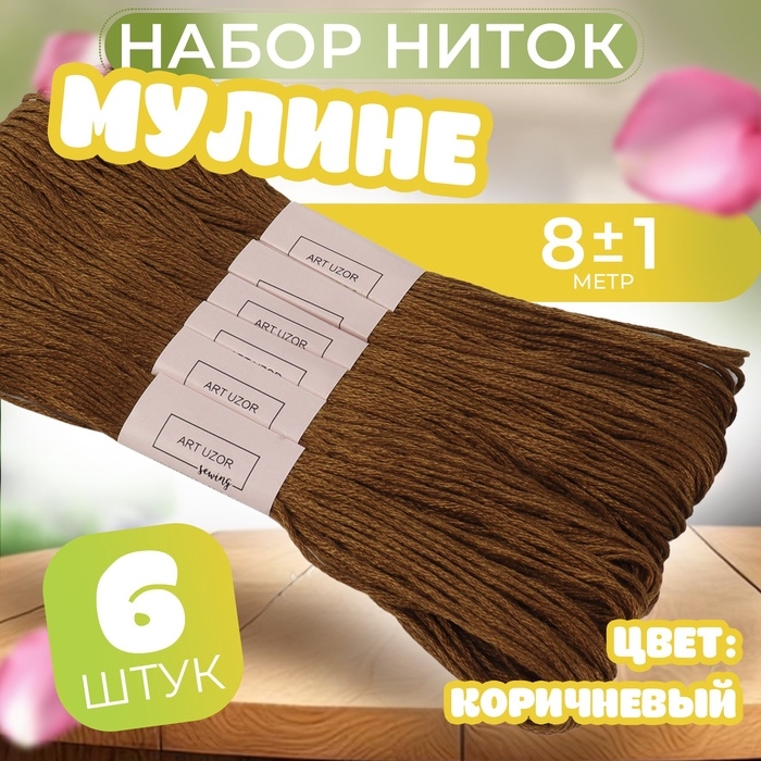 Набор ниток мулине №433, 8 ± 1 м, 6 шт, цвет коричневый Набор ниток мулине №433, 8 ± 1 м, 6 шт, цвет коричневый