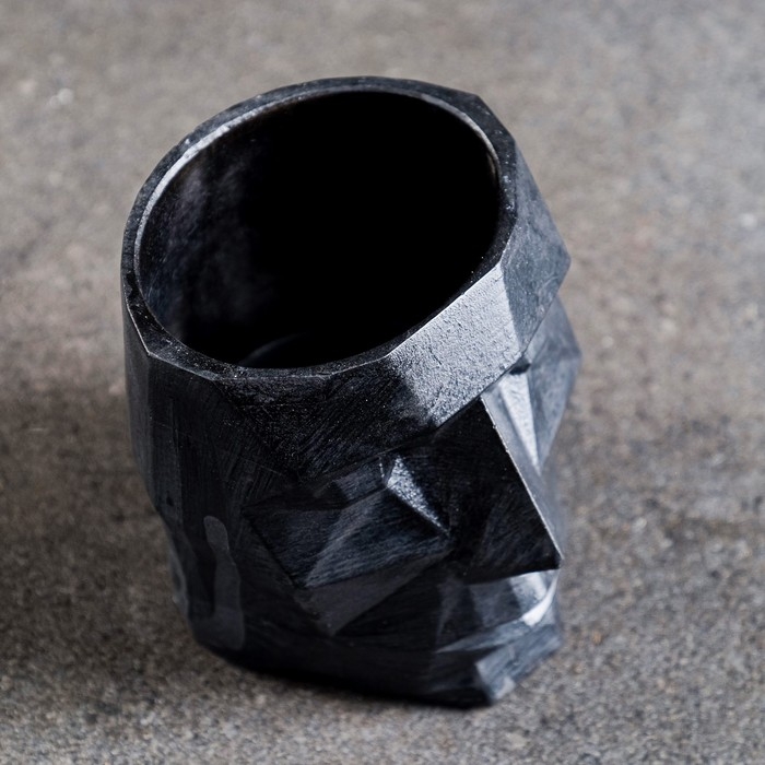 Кашпо - органайзер  Кашпо - органайзер "Геометрическая голова" черное, 7,5х8,5х7см