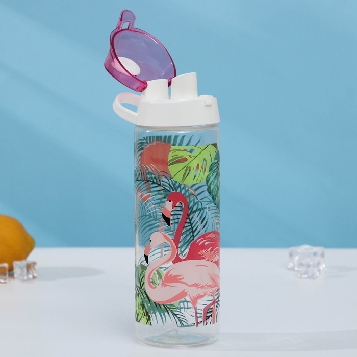 Бутылка для воды пластиковая «Фламинго», 750 мл, цвет розовый