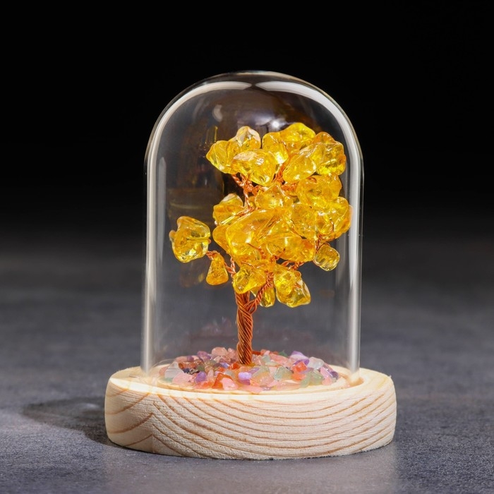 Сувенир в куполе "Дерево Богатства. Цитрин", натуральный камень, 10 х 7 см