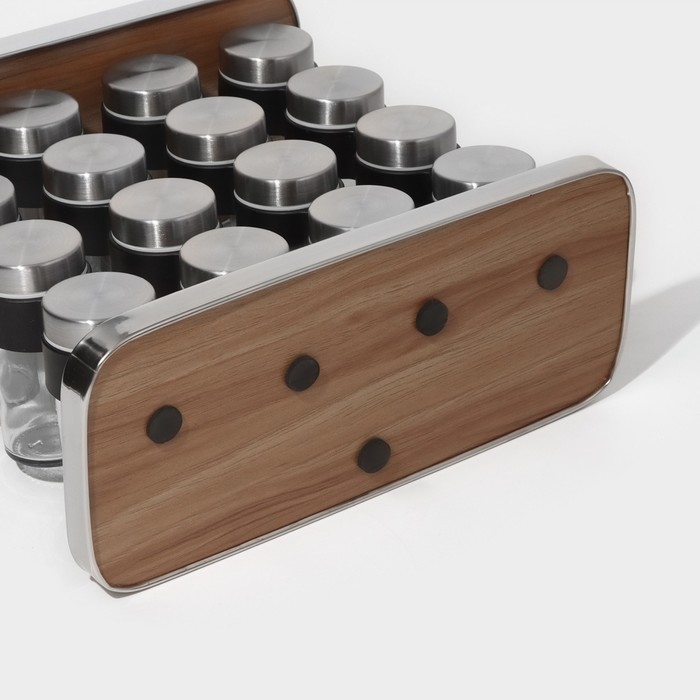 Набор стеклянных баночек для специй на подставке Magistro «Модерн», 16 шт Набор стеклянных баночек для специй на подставке Magistro «Модерн», 16 шт