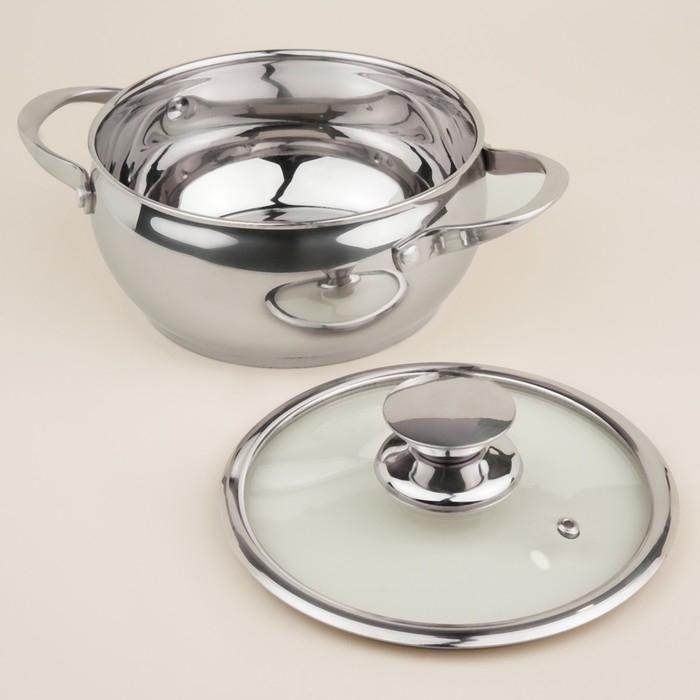 Кастрюля из нержавеющей стали SL Home «Олла», 2 л,d=18 см, h=9 см,с крышкой, капсульное дно, индукция Кастрюля из нержавеющей стали SL Home «Олла», 2 л,d=18 см, h=9 см,с крышкой, капсульное дно, индукция